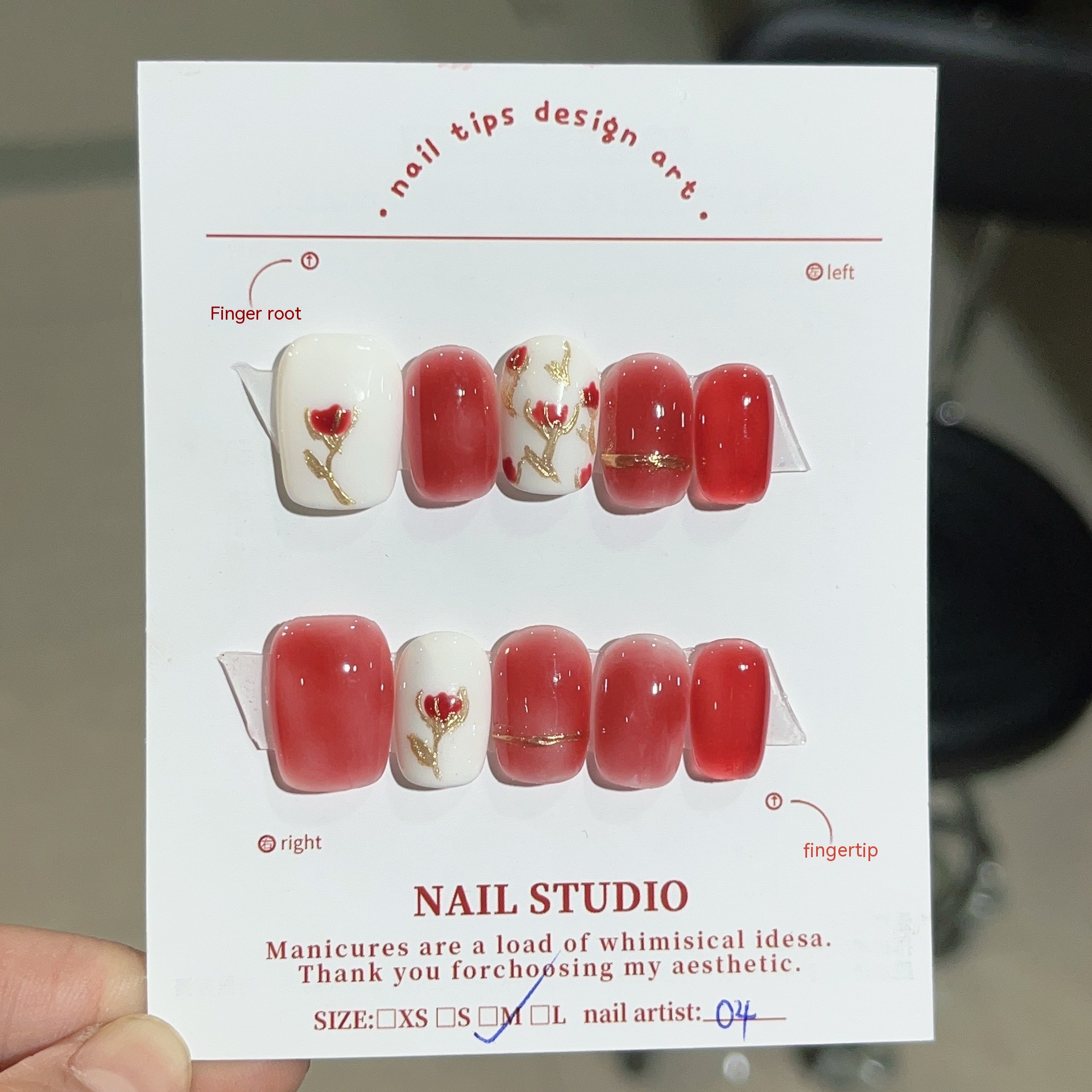 Red Rose Advanced Blooming Magic Mirror Effect Powder Handmade Wear Nail Finished Product