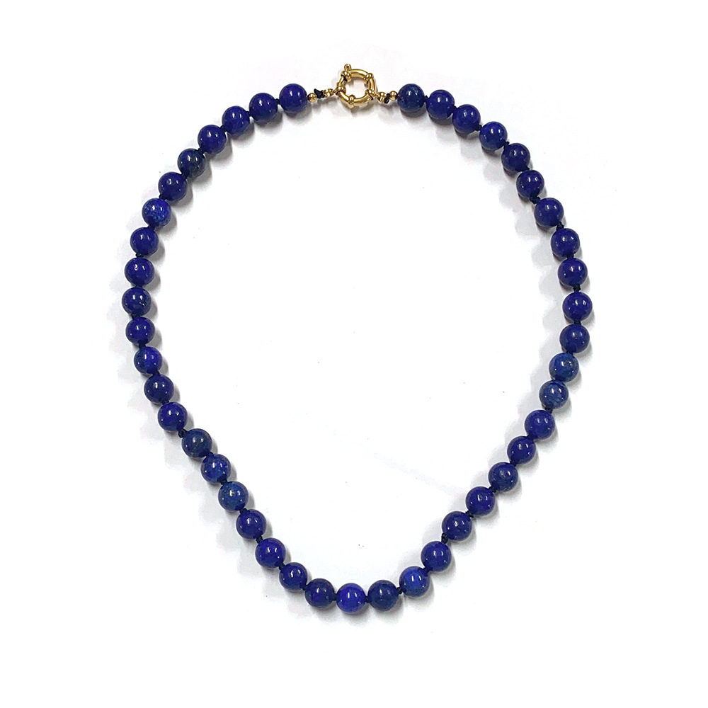Simple Stitching Lapis Lazuli Beaded Necklace