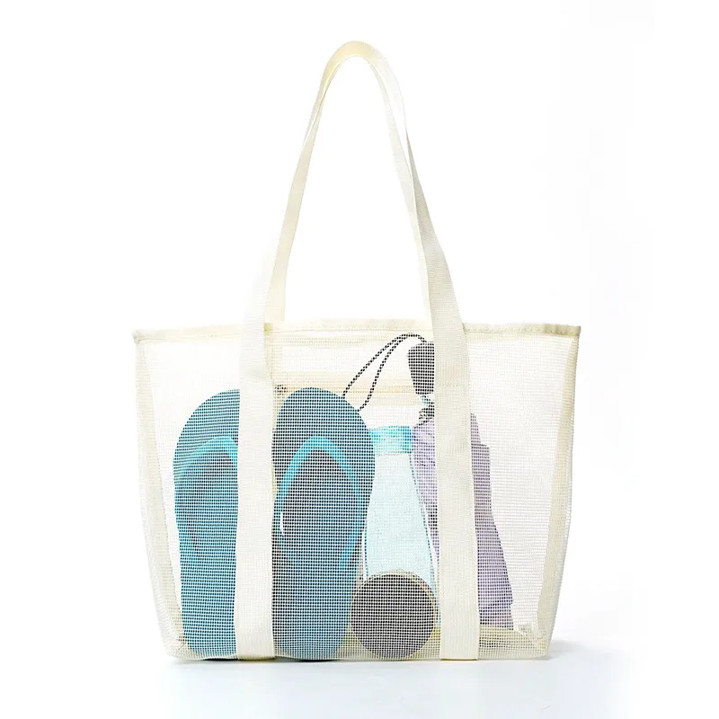 Hollow Polyester Mesh Beach Bag Large Capacity Travel - Transparent