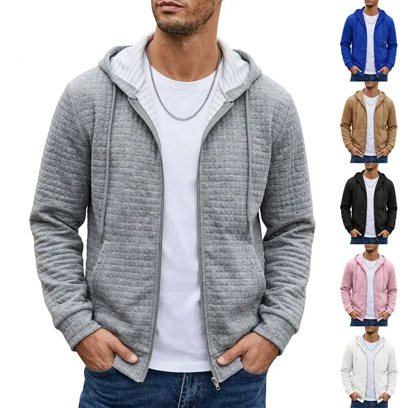 Mens Zip-up Hooded Cardigan Long-sleeve Sweatshirt Jacket