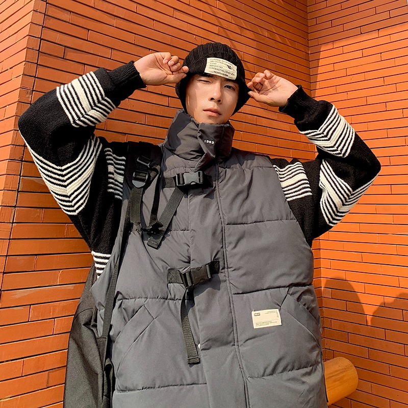 Warm Winter Layering Vest for Men, Gray Polyester Lining