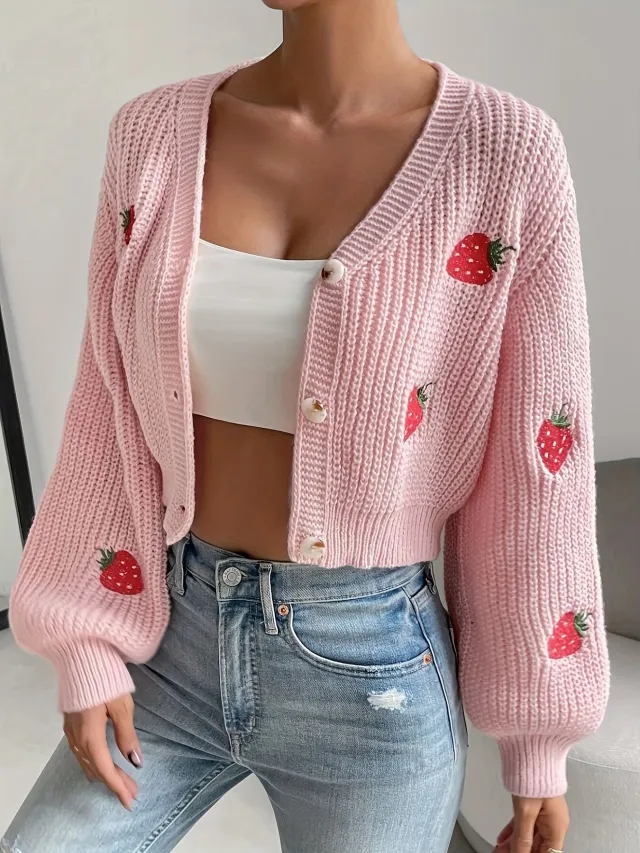 Cardigan Casual Knitted Sweater Coat Lotus Root Color - Shop at LoveMi