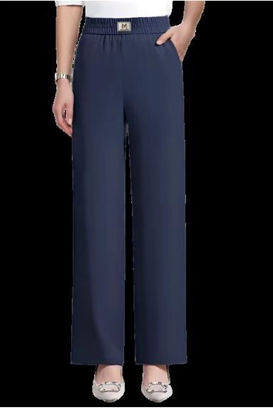 Womens Casual Wide-leg Straight Pants With A Colorful Elastic Waist