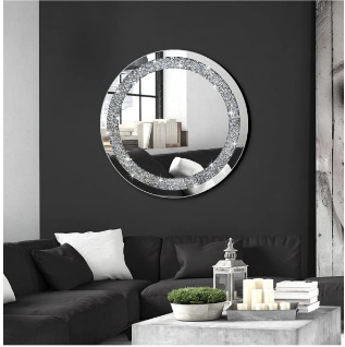 30cm European-style Light-luxury Round Diamond-encrusted Bathroom Mirror - Image 4