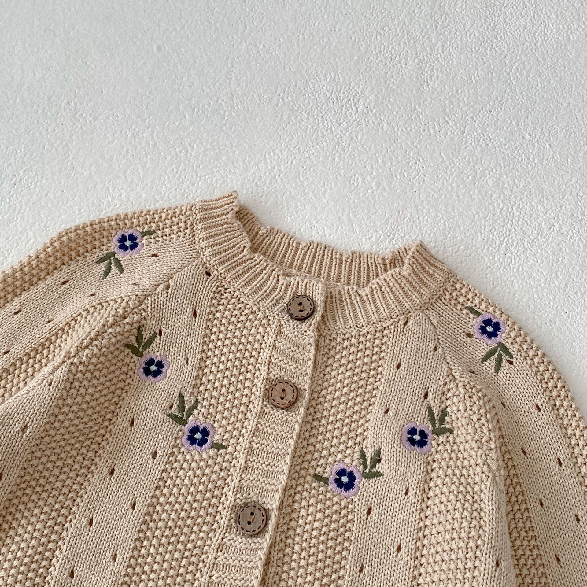 Baby Embroidered Hollow Knitted Coat Romper