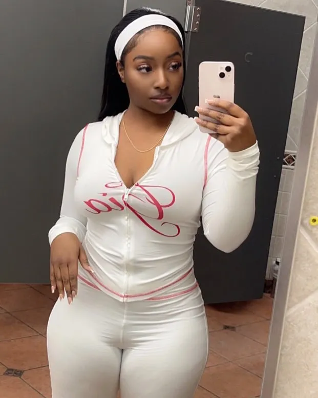Solid Color Short Hood Top And Trousers White - Shop at LoveMi