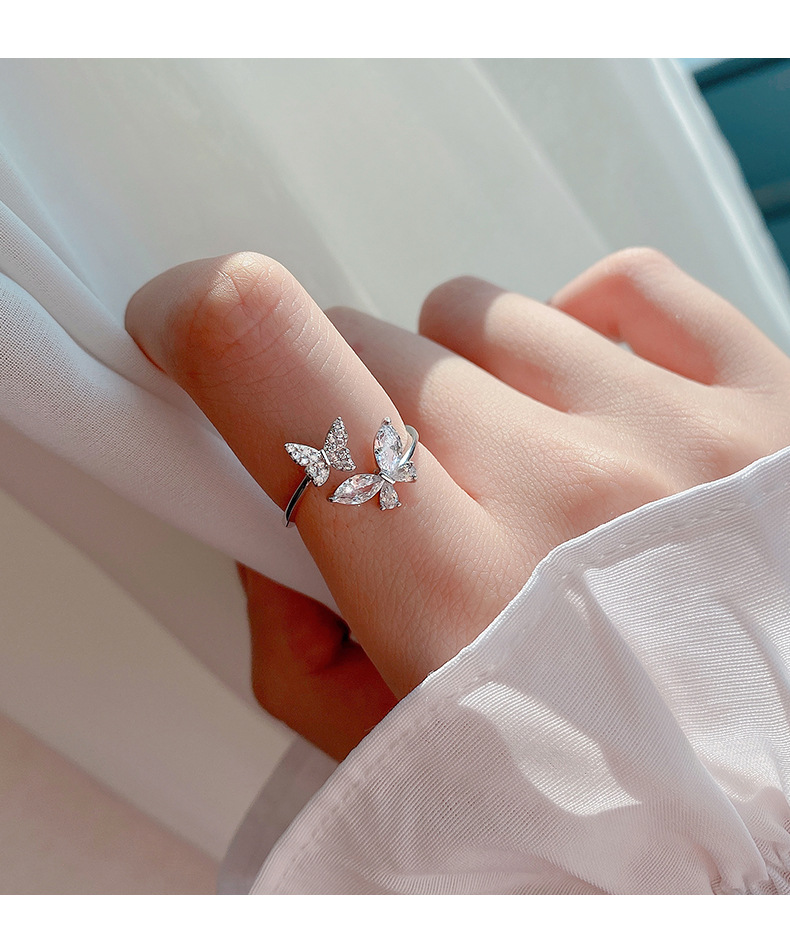 Title 5, S925 Sterling Silver Butterfly Ring Female