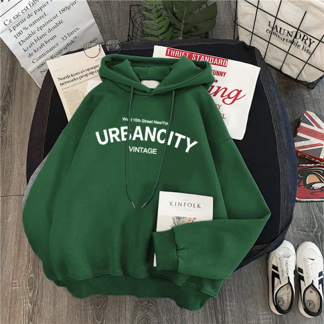 Loose Casual Long Sleeves Hooded Top Dark Green - Shop at LoveMi
