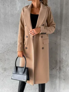 Fashion Casual Woolen Coat Women - Khaki - View 1