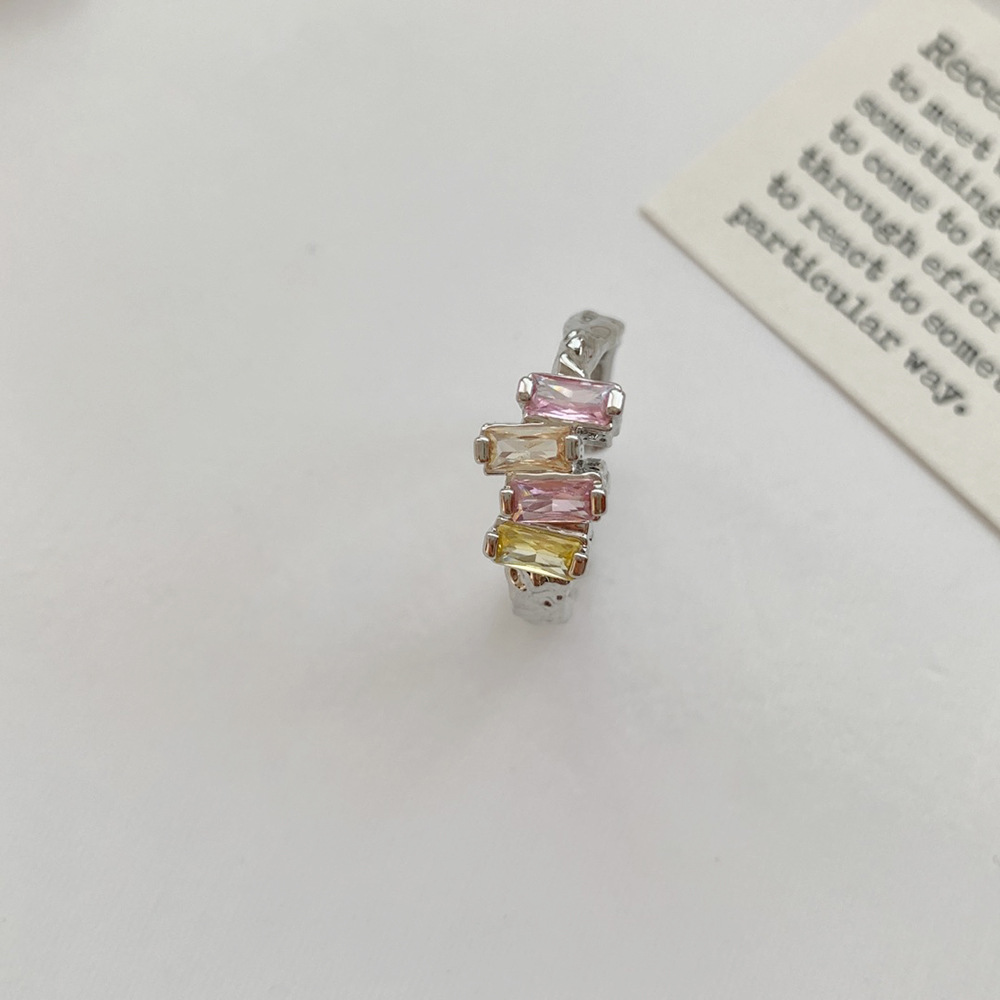 Colorful Glass Female Design Sweet Cool Style Silver Index Finger Ring