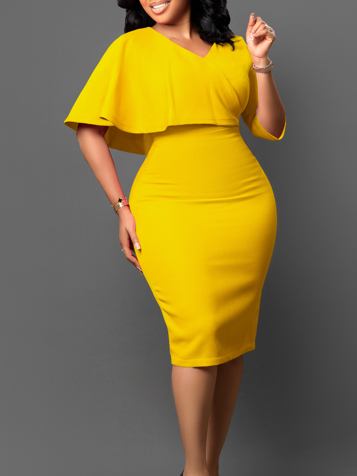 Solid Color Sheath Career Pencil Skirt Africa Dress - Image 11