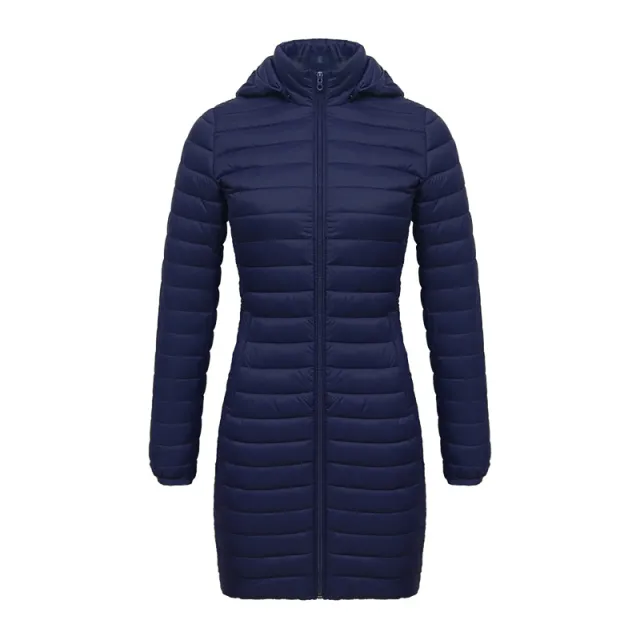 Women's Lightweight Mid length Slim fit Cotton padded Jacket Dark Blue - Shop at LoveMi