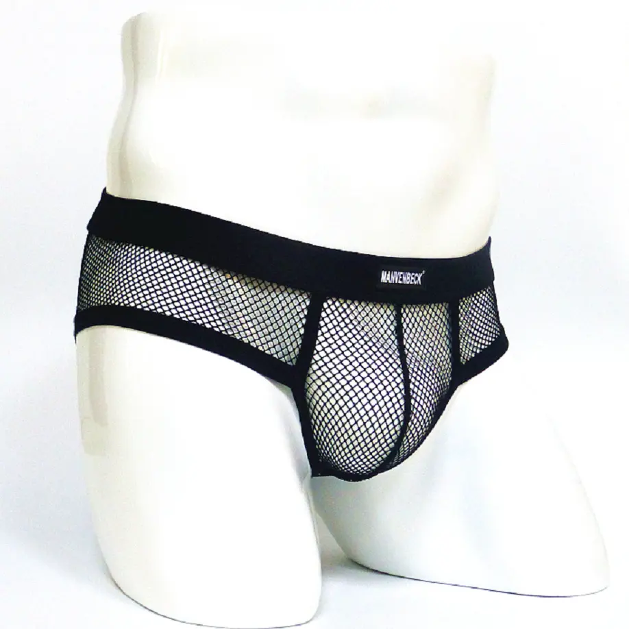 Men's Underwear Transparent Mesh Briefs Low Waist Convex Design
