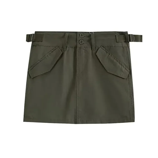 Low Waist Hip wrapped Workwear Skirt Cover Slim Sweet Sexy A Line Skirt Olive - Shop at LoveMi