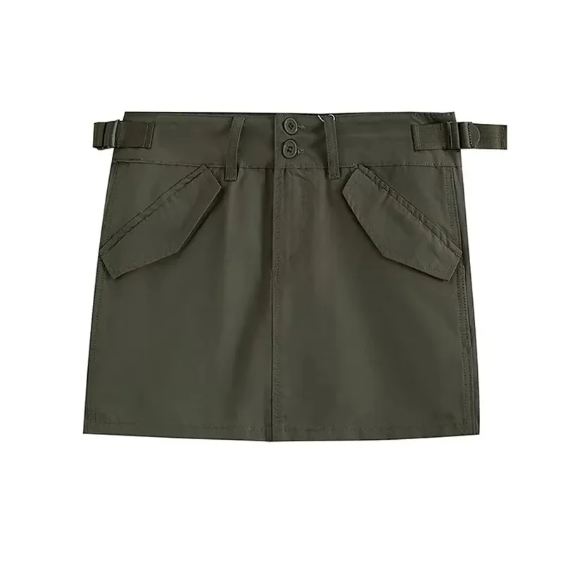 Low Waist Hip-wrapped Workwear Skirt Cover Slim Sweet Sexy A- Line Skirt - Olive