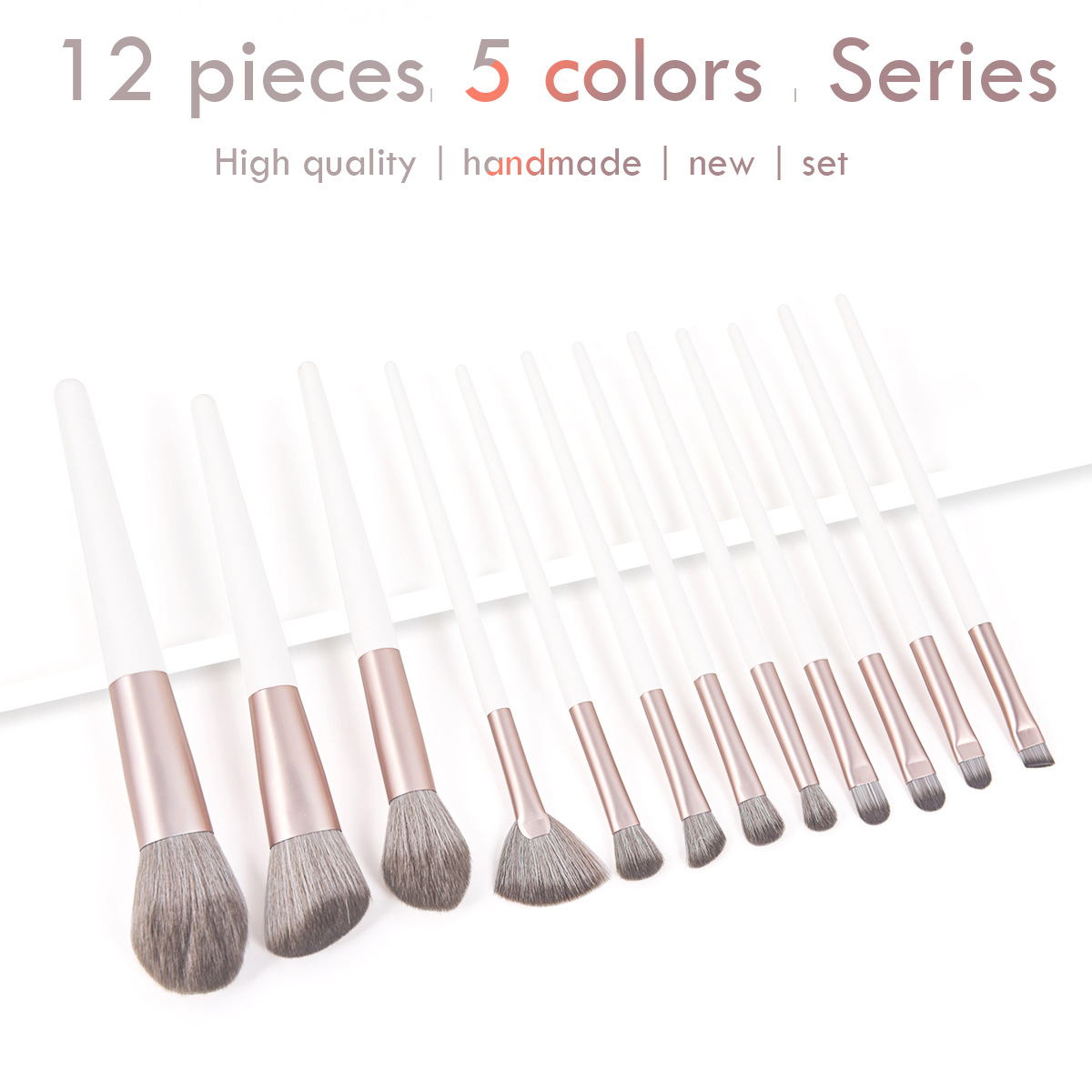12-piece Makeup Brush Set With 4 Colors And A Makeup Bag