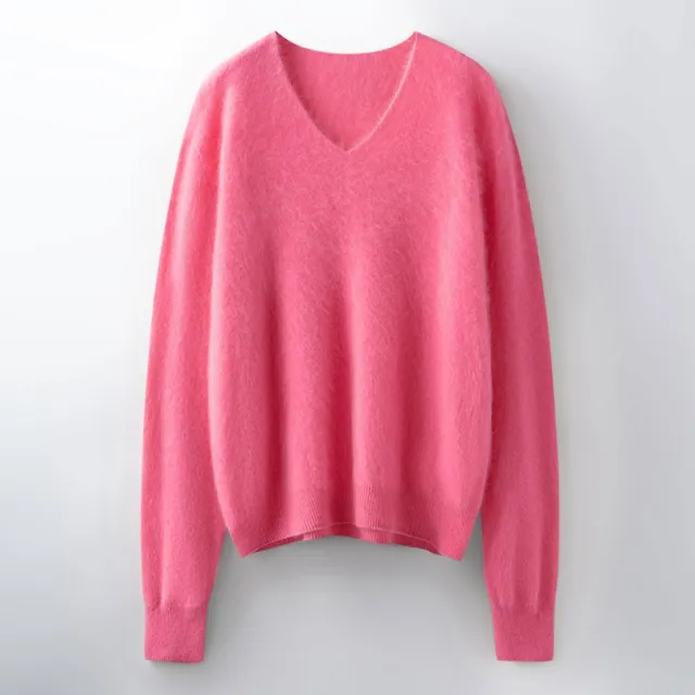 Versatile Loose fitting Brushed Sweater In A Solid Color Rose - Shop at LoveMi