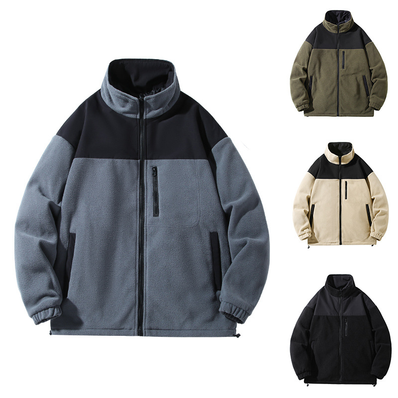 Men's Fashion Brand Jacket Coat Velvet Padded Thickened Top Cardigan Polar Fleece Jacket Women