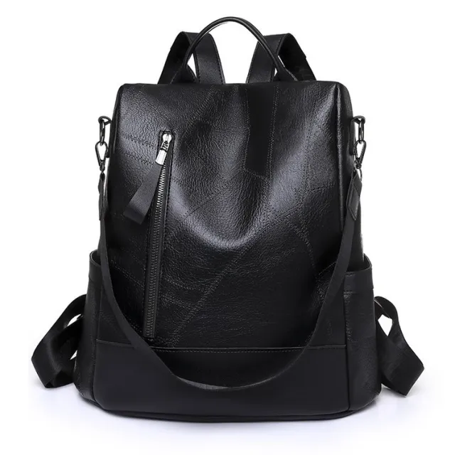 Soft Leather Large Capacity Backpack Black - Shop at LoveMi
