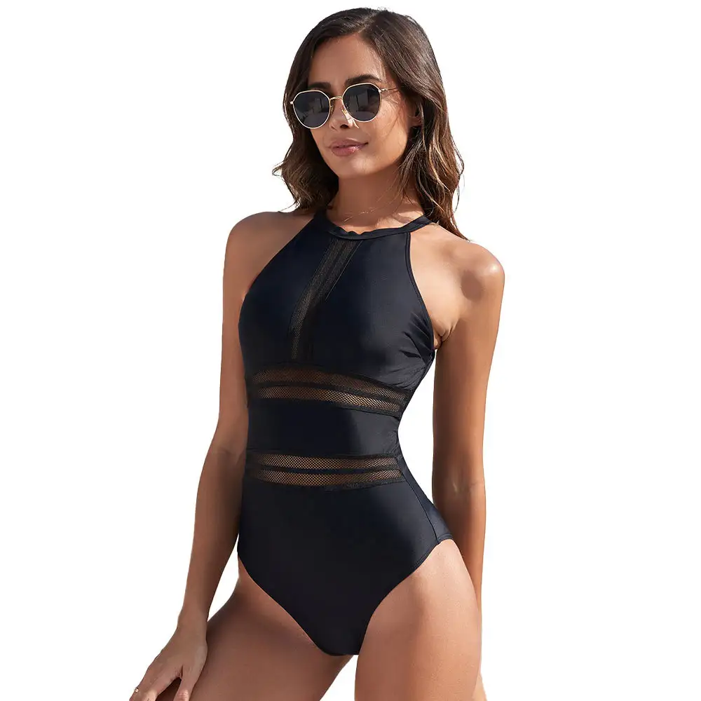Women's Plus-Size Mesh One-Piece Swimsuit