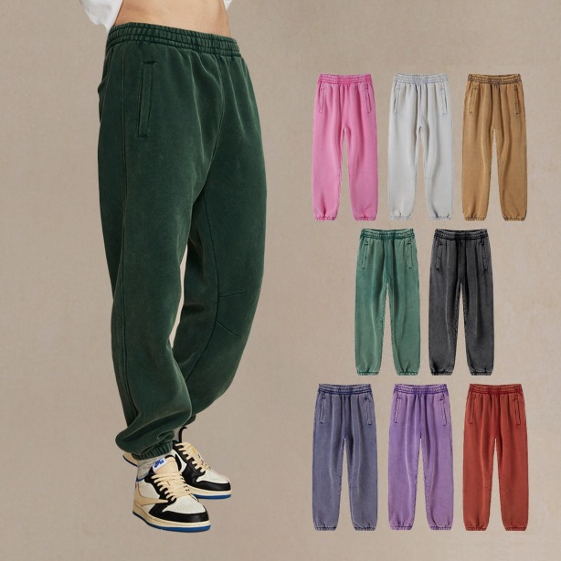 High Street American Retro Washed Distressed Batik Fleece Ankle-tied Casual Sweatpants Male