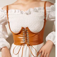French Style European And American Fried Street Dark Girl Wrapped Chest Strap Waist Seal - Khaki - View 1