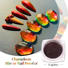 Laser Chameleon Powder Mirror Nail Powder - Chameleon Pink - View 1