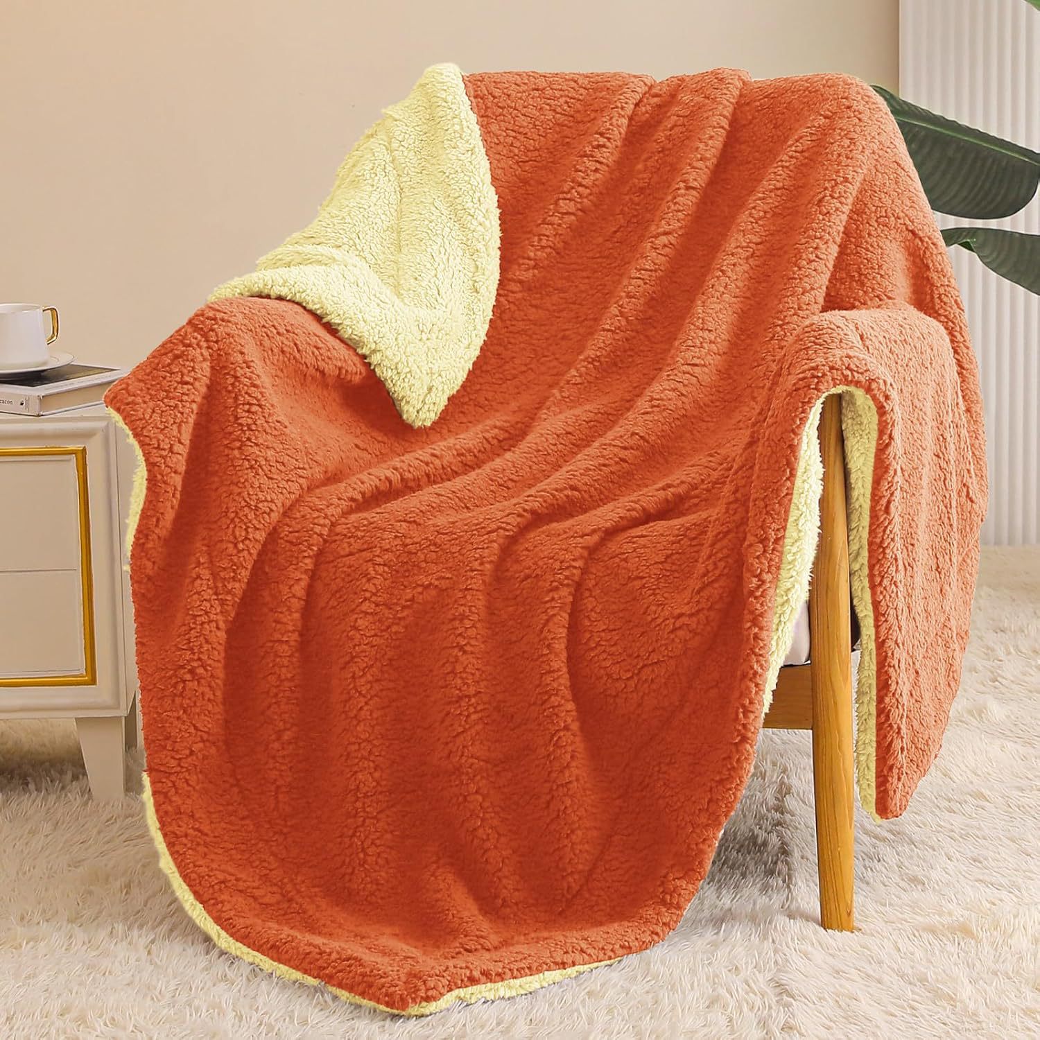 Two-Layer Double-Sided Lambswool Blanket With Contrasting Colorsperfect As A, picture 9 of 12