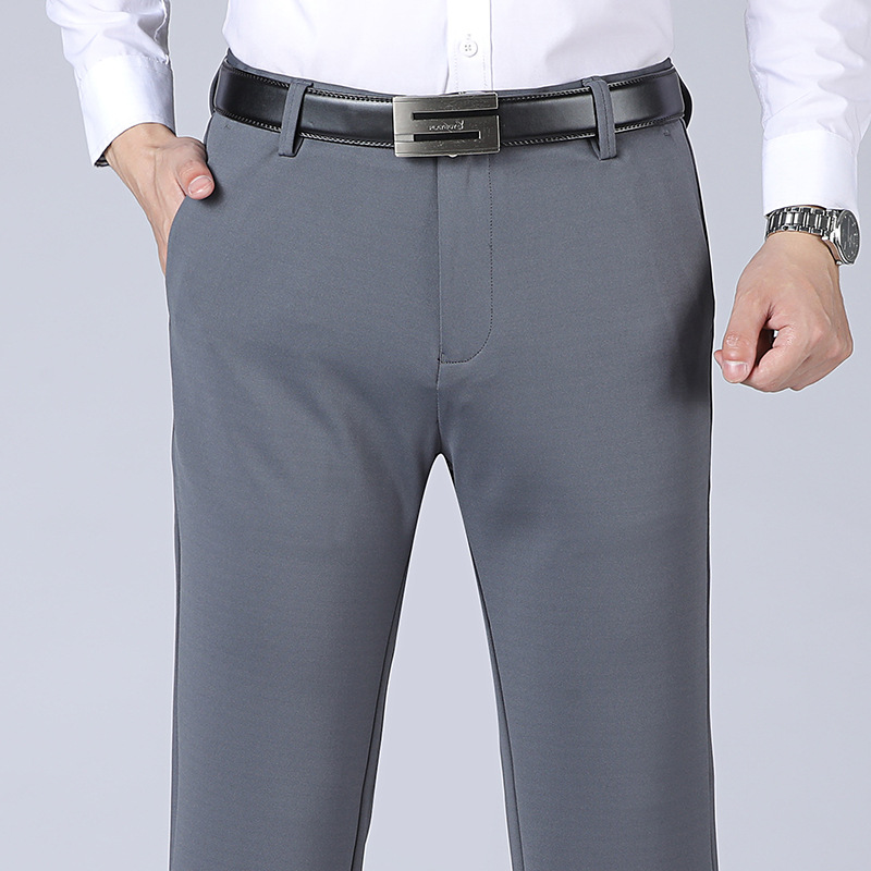 Mens Stretch Business Straight-Cut Casual Pants