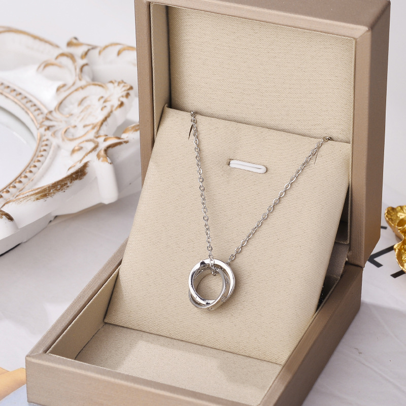 Double Ring Titanium Steel Necklace For Women