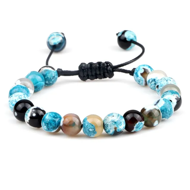 8mm Two color Beaded Hand Woven Hand Rope Blue Green - Shop at LoveMi