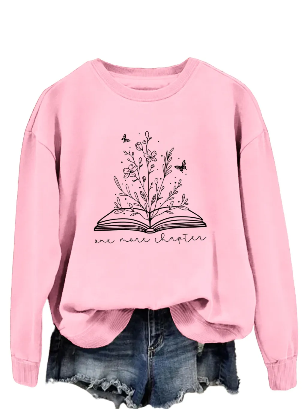 Round Neck Simple Women's Long Sleeve Letter Loose Sweatshirt - 8 Colours-L