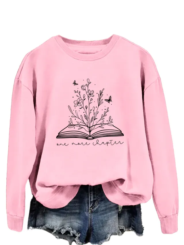 Round Neck Simple Women's Long Sleeve Letter Loose Sweatshirt 8 Colors L - Shop at LoveMi