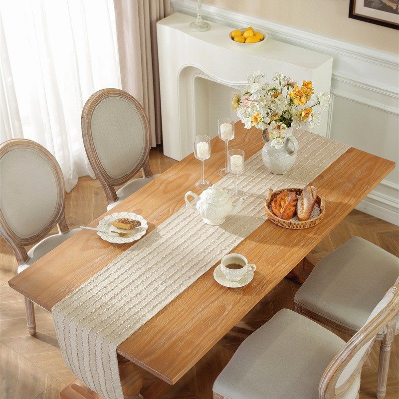 Pure Color Polyester Yarn-dyed Jacquard Table Runner Coffee Table Decorative Cloth