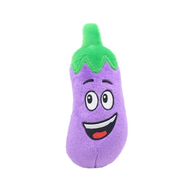 Pet Plush Sound Toy Fruit Vegetable Dog Cat Educational Toy Eggplant - Shop at LoveMi
