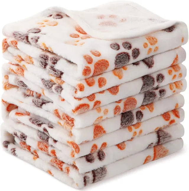 Pet Blanket Dog Cat Coral Fleece Blanket Beige Dog'S Paw - Shop at LoveMi
