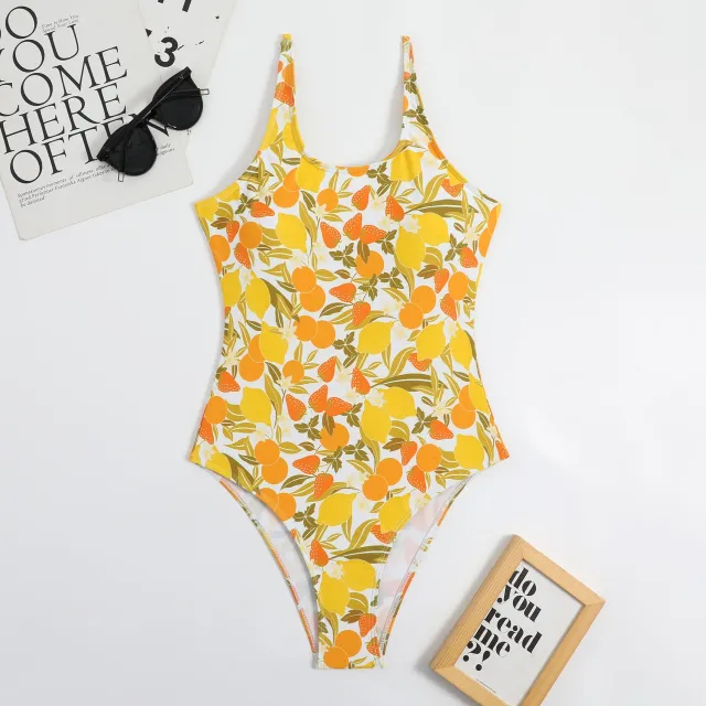 Sexy Print Backless Siamese Triangle Swimsuit Printing 2 M - Shop at LoveMi