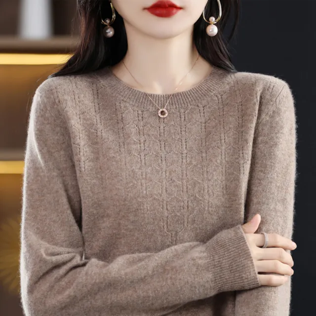 New Round Neck Bottoming Shirt Pullover Women's Sweater Raw Velvet Camel - Shop at LoveMi
