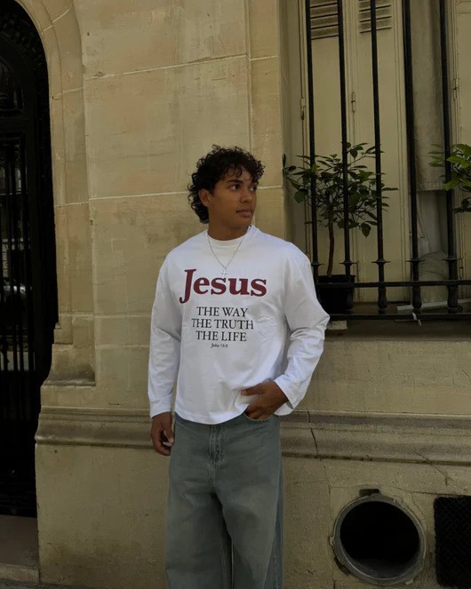 Jesus Is The Way HoodieT-Shirt With A Crew Neck And Long Sleeves