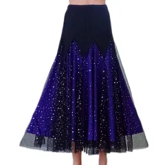 Ladies Modern Swing Skirt Waltz Ballroom Dance Practice Long Dress - Skirt With Purple Lining - View 1
