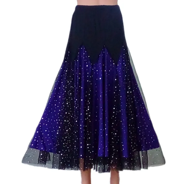 Ladies Modern Swing Skirt Waltz Ballroom Dance Practice Long Dress Skirt With Purple Lining - Shop at LoveMi