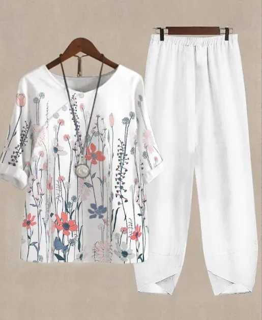 Womens Casual Crew Neck Cropped Sleeve Top Set A38Tzket3Tf1Kn0 07 3Xl - Shop at LoveMi