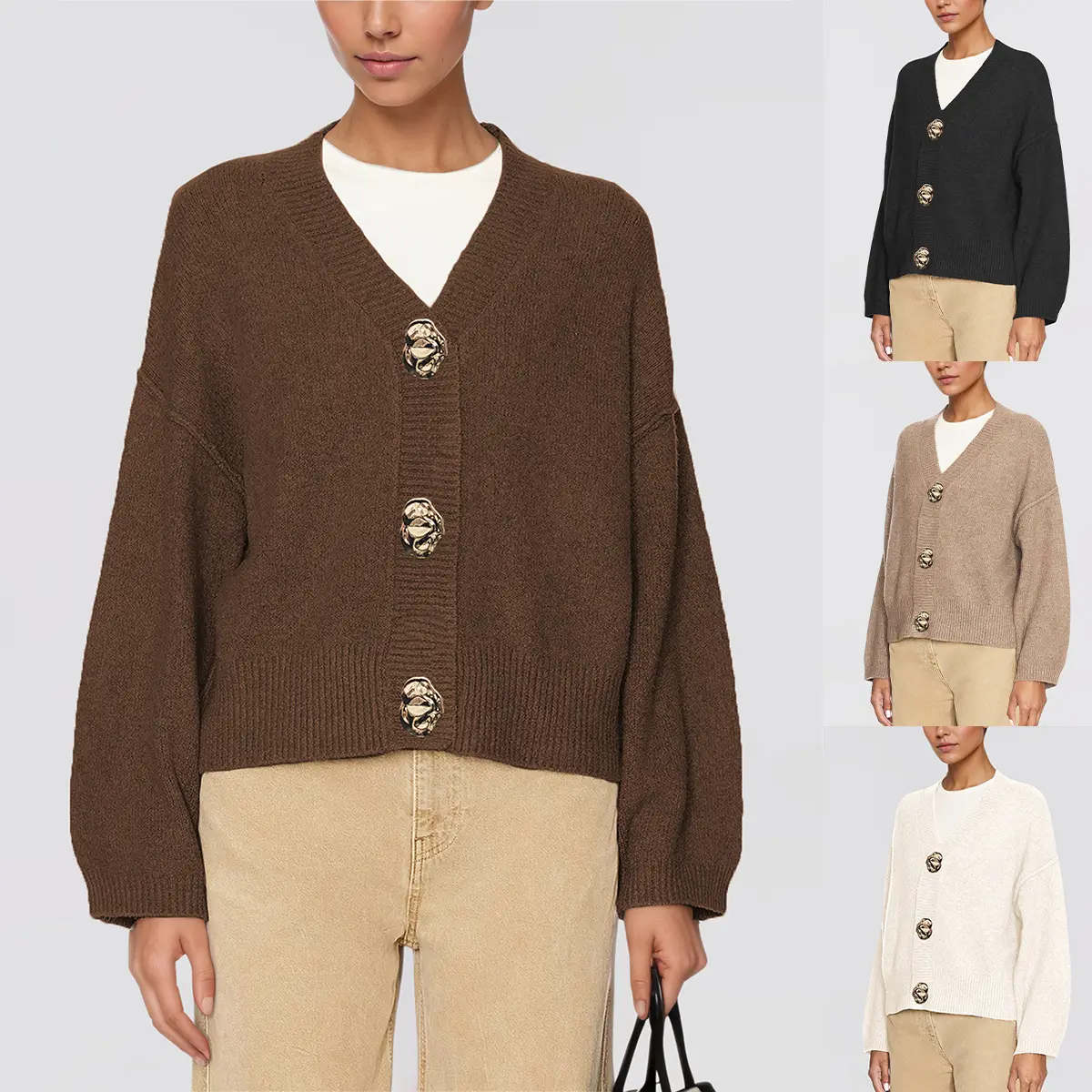 Sweater V-neck Knitted Pullover