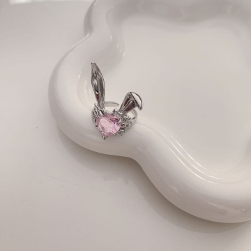Creative Heart-shaped Little Bunny Open Ring