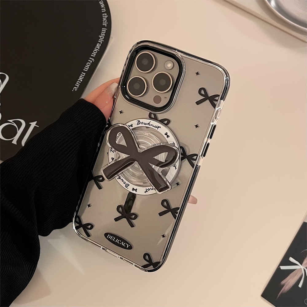 Black Bowknot Magnetic Case Transparent