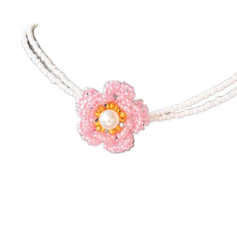 Camellia Imitation Pearl Bead Necklace