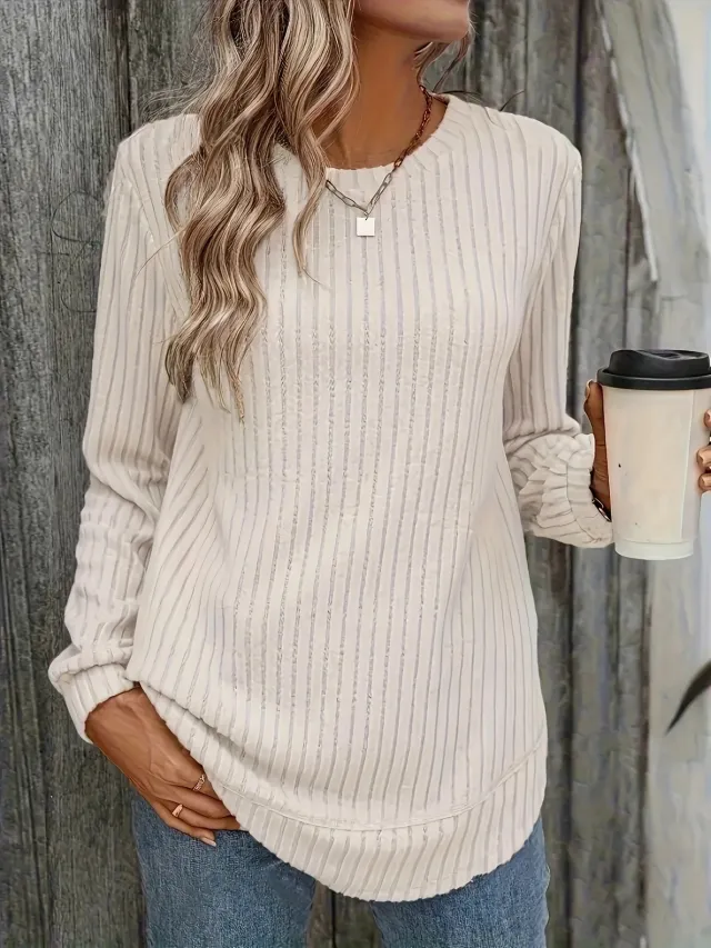 European And American Loose Crew Neck Top Apricot - Shop at LoveMi
