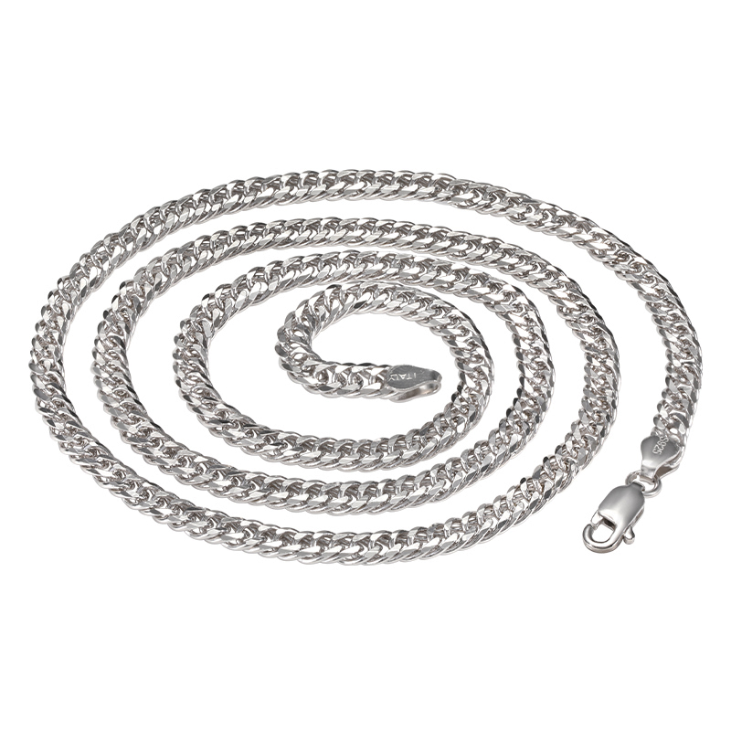 Silver Platinum-plated Cuban Necklace Men's And Women's High Quality Clavicle Chain