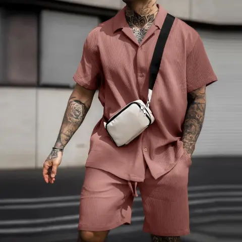 Men's Casual and Comfortable Polo Short-sleeved Shorts Suit