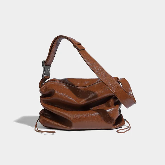 Special interest Design Pleated Tote Bag Large Capacity Brown - Shop at LoveMi